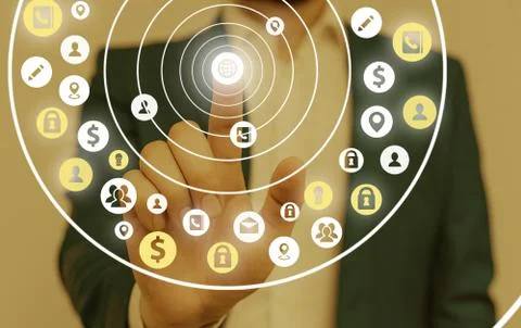 Information Computerization With Infographic Elements And Flat Icons. Latest Foto stock