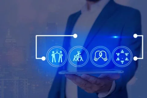 Information Computerization With Infographic Elements And Flat Icons. Latest Foto stock