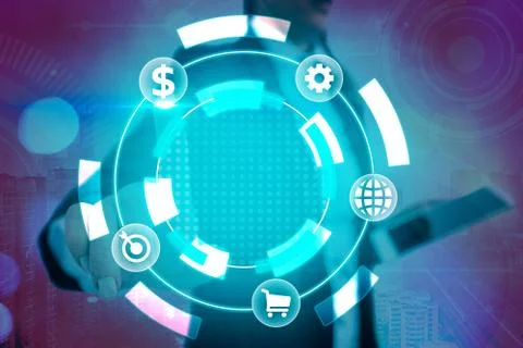 Information Computerization With Infographic Elements And Flat Icons. Latest 스톡 사진