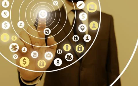 Information Computerization With Infographic Elements And Flat Icons. Latest 스톡 사진