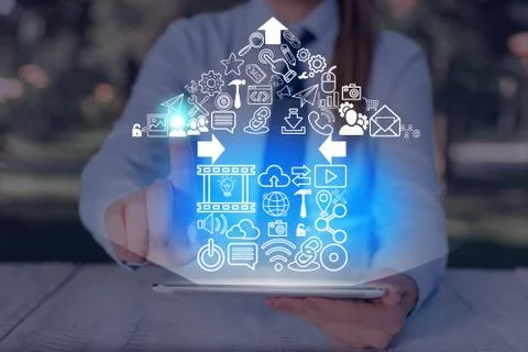 Information Computerization With Infographic Elements And Flat Icons. Latest 库存照片