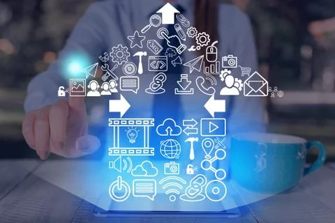 Information Computerization With Infographic Elements And Flat Icons. Latest 스톡 사진