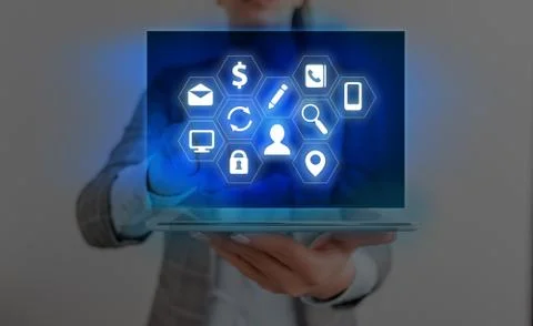 Information Computerization With Infographic Elements And Flat Icons. Latest 库存照片