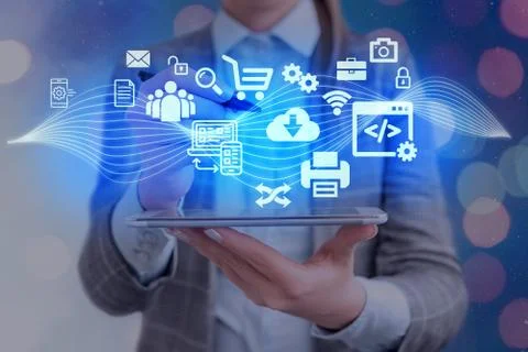 Information Computerization With Infographic Elements And Flat Icons. Latest 库存照片