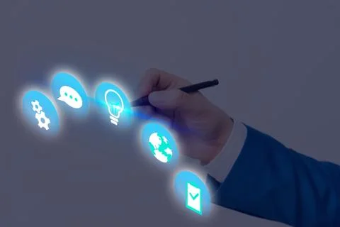 Information Computerization With Infographic Elements And Flat Icons. Latest 库存照片