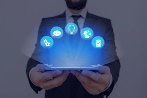 Information Computerization With Infographic Elements And Flat Icons. Latest 库存照片