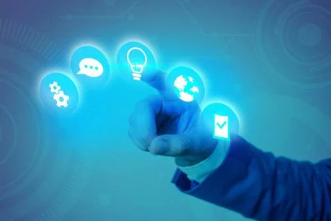 Information Computerization With Infographic Elements And Flat Icons. Latest 스톡 사진