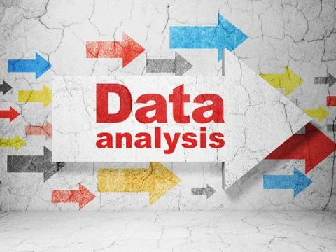 Information concept: arrow with Data Analysis on grunge wall background Stock Illustration