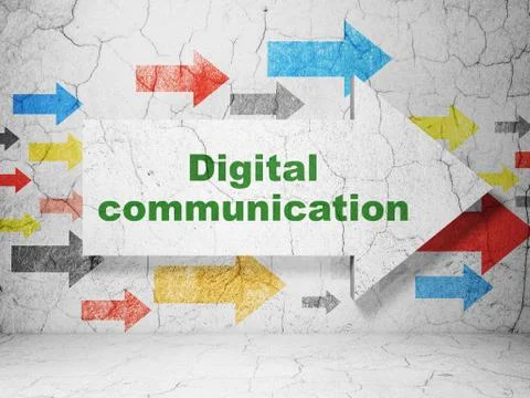 Information concept: arrow with Digital Communication on grunge wall background イラスト素材