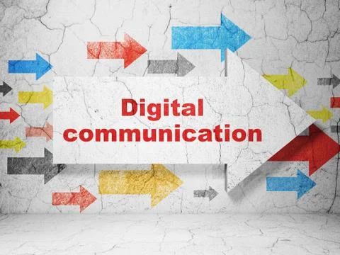 Information concept: arrow with Digital Communication on grunge wall background イラスト素材