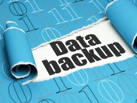 Information concept: black text Data Backup under the piece of  torn paper 스톡 일러스트