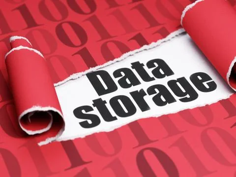 Information concept: black text Data Storage under the piece of  torn paper Illustrazione stock
