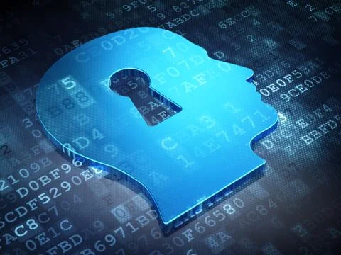 Information concept: Blue Head With Keyhole on digital background イラスト素材