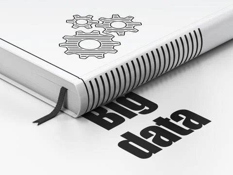 Information concept: book Gears, Big Data on white background Stock Illustration