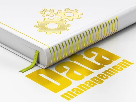 Information concept: book Gears, Data Management on white background Stock Illustration