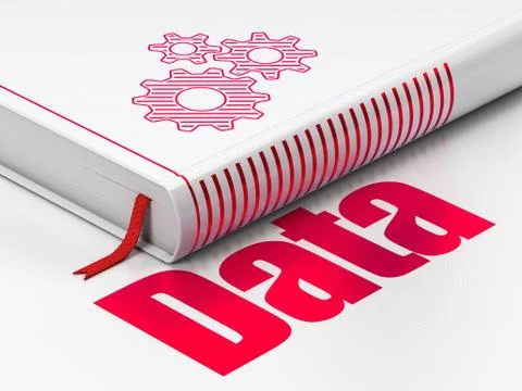 Information concept: book Gears, Data on white background Stock Illustration
