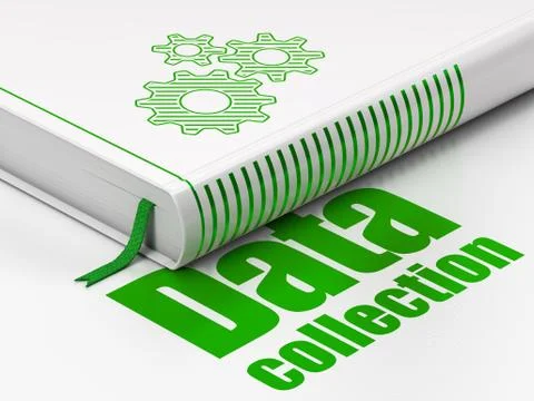 Information concept: book Gears, Data Collection on white background Stock Illustration