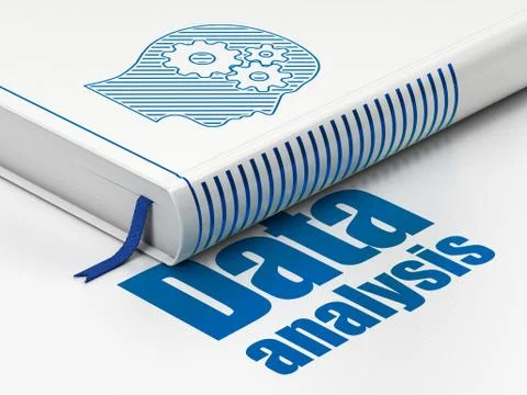 Information concept: book Head With Gears, Data Analysis on white background Stock Illustration