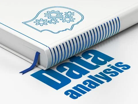 Information concept: book Head With Gears, Data Analysis on white background Stock Illustration