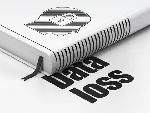 Information concept: book Head With Padlock, Data Loss on white background Stock Illustration