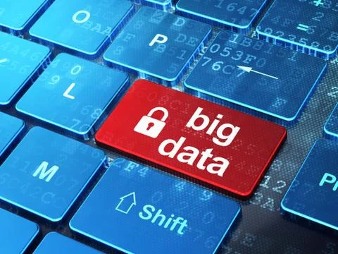 Information concept: Closed Padlock and Big Data on computer key イラスト素材