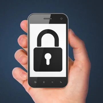 Information concept: Closed Padlock on smartphone Stock Illustration