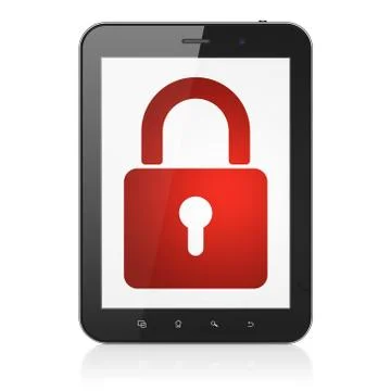 Information concept: Closed Padlock on tablet pc computer Illustrazione stock