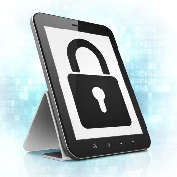 Information concept: Closed Padlock on tablet pc computer Illustrazione stock