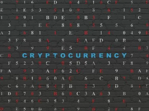 Information concept: Cryptocurrency on wall background 库存插图