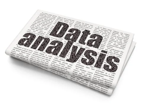 Information concept: Data Analysis on Newspaper background Stock Illustration