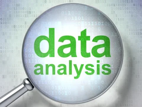 Information concept: Data Analysis with optical glass Illustrazione stock