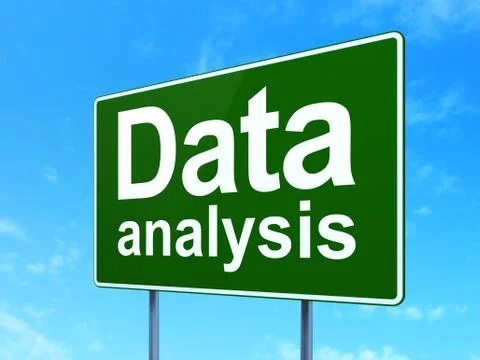 Information concept: Data Analysis on road sign background 스톡 일러스트