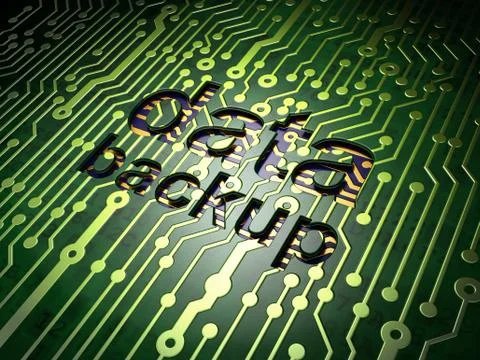 Information concept: Data Backup on circuit board background Illustrazione stock