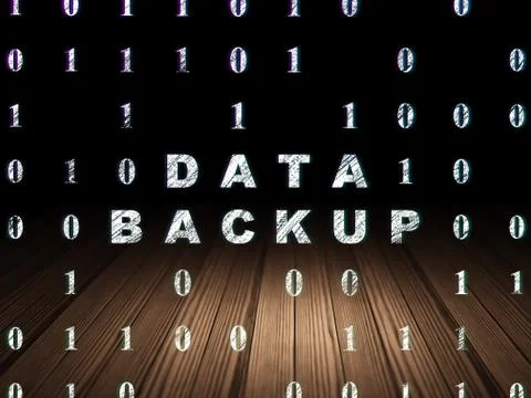 Information concept: Data Backup in grunge dark room Illustrazione stock