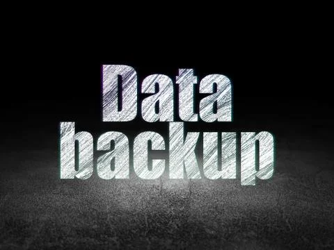 Information concept: Data Backup in grunge dark room Stock Illustration