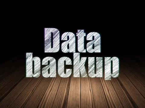 Information concept: Data Backup in grunge dark room Illustrazione stock