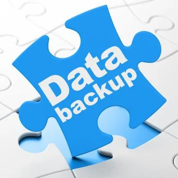 Information concept: Data Backup on puzzle background Illustrazione stock