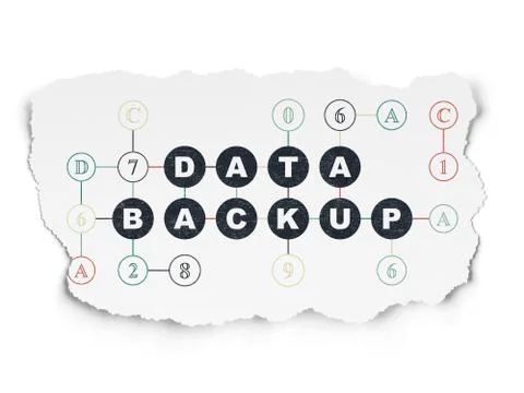 Information concept: Data Backup on Torn Paper background Illustrazione stock