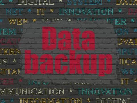 Information concept: Data Backup on wall background Illustrazione stock