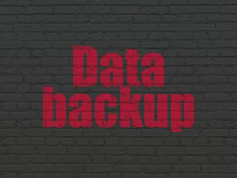 Information concept: Data Backup on wall background Stock Illustration