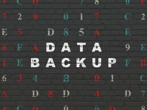 Information concept: Data Backup on wall background Illustrazione stock