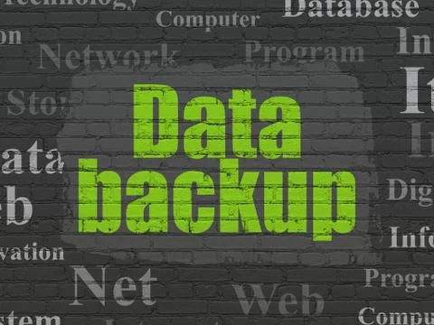 Information concept: Data Backup on wall background Stock Illustration