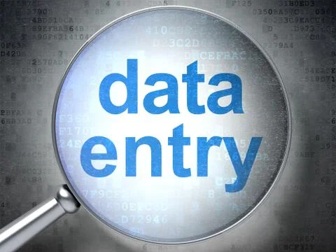 Information concept: Data Entry with optical glass Stock Illustration