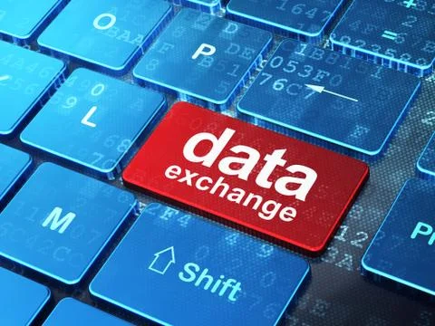 Information concept: Data Exchange on computer keyboard background 스톡 일러스트