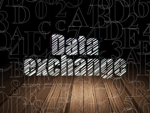 Information concept: Data Exchange in grunge dark room Stockillustratie