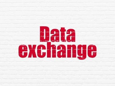 Information concept: Data Exchange on wall background Stock Illustration