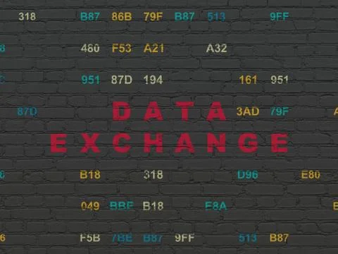 Information concept: Data Exchange on wall background Stock Illustration