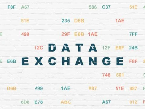 Information concept: Data Exchange on wall background Illustrazione stock