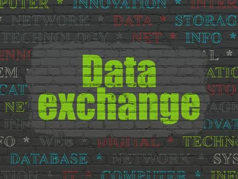 Information concept: Data Exchange on wall background Illustrazione stock