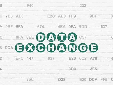 Information concept: Data Exchange on wall background 스톡 일러스트